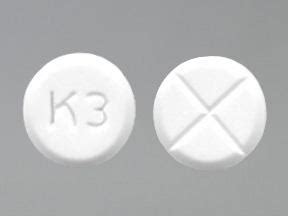 Enter the imprint code that appears on the pill. . Pill k3 white round